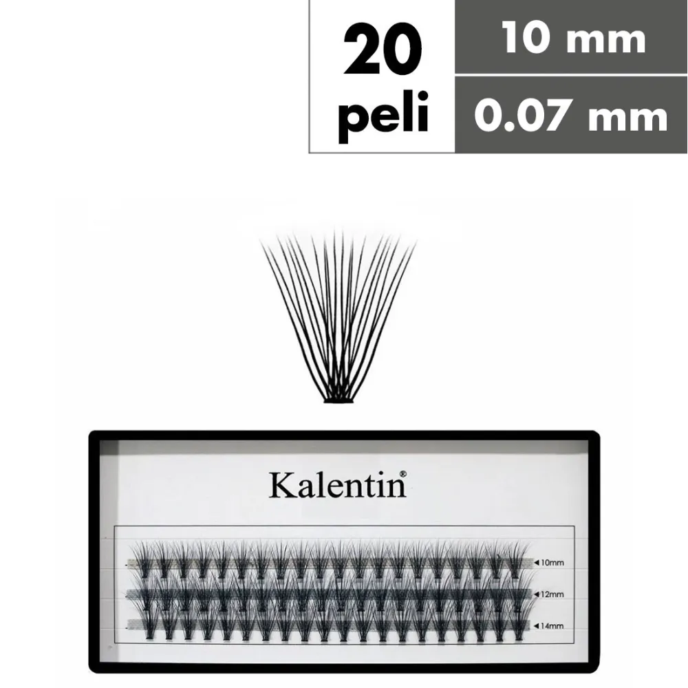Kalentin Extensiones De Pestañas En Mechones 20 pelos 0,07 10mm